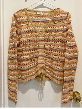 Jolie & Joy women’s V neck kit multicolor sweater Sz M